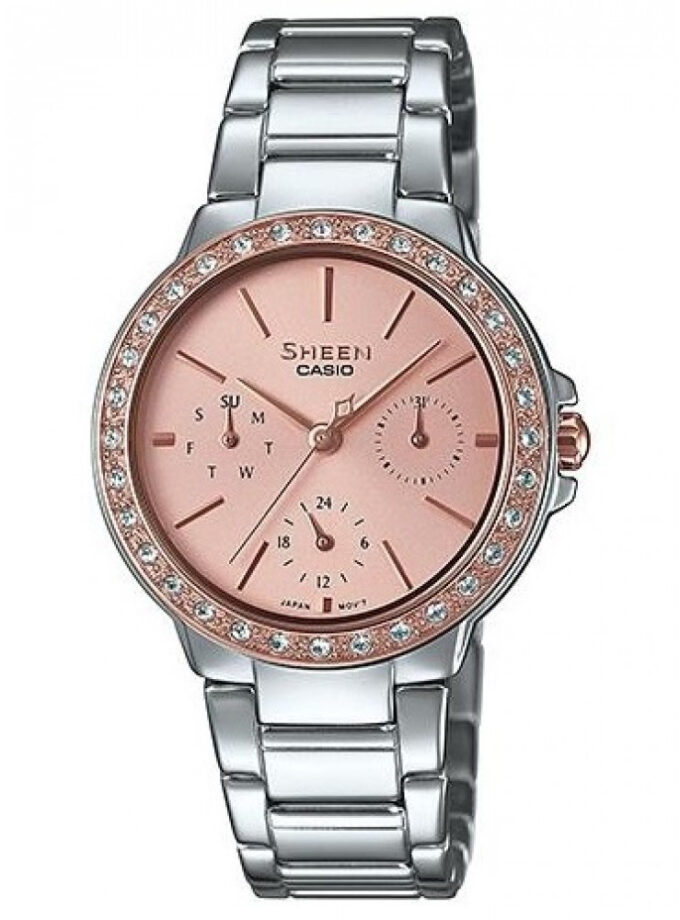 Montre Casio Femme - Bracelet Gris En Acier Inoxydable - Résistante À L'Eau - 12 Mois De Garantie - She-3069Sg-4Audf