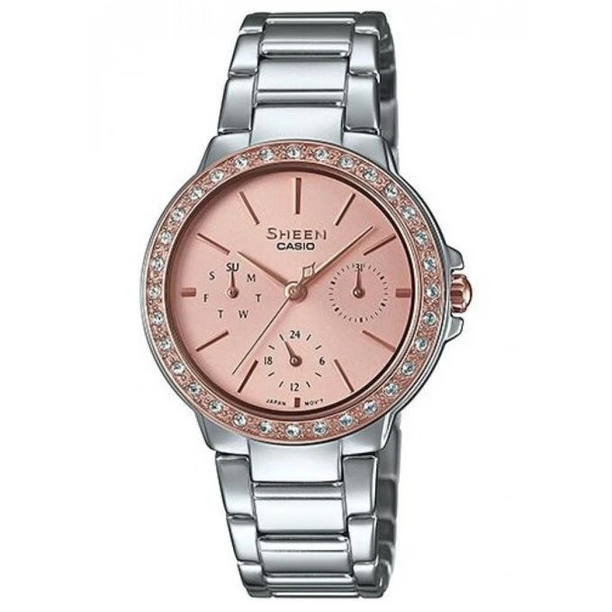 Montre Casio Femme - Bracelet Gris En Acier Inoxydable - Résistante À L'Eau - 12 Mois De Garantie - She-3069Sg-4Audf