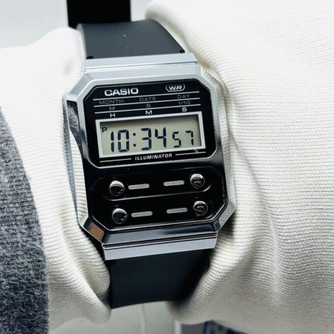 aiwatch_A100WEF-1ADF - Montre Homme Casio Vintage - A100WEF-1ADF - Bracelet en Résine noir - Résistant à l'eau