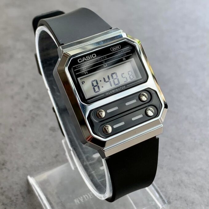 Montre Homme Casio Vintage - A100WEF-1ADF - Bracelet en Résine noir - Résistant à l'eau