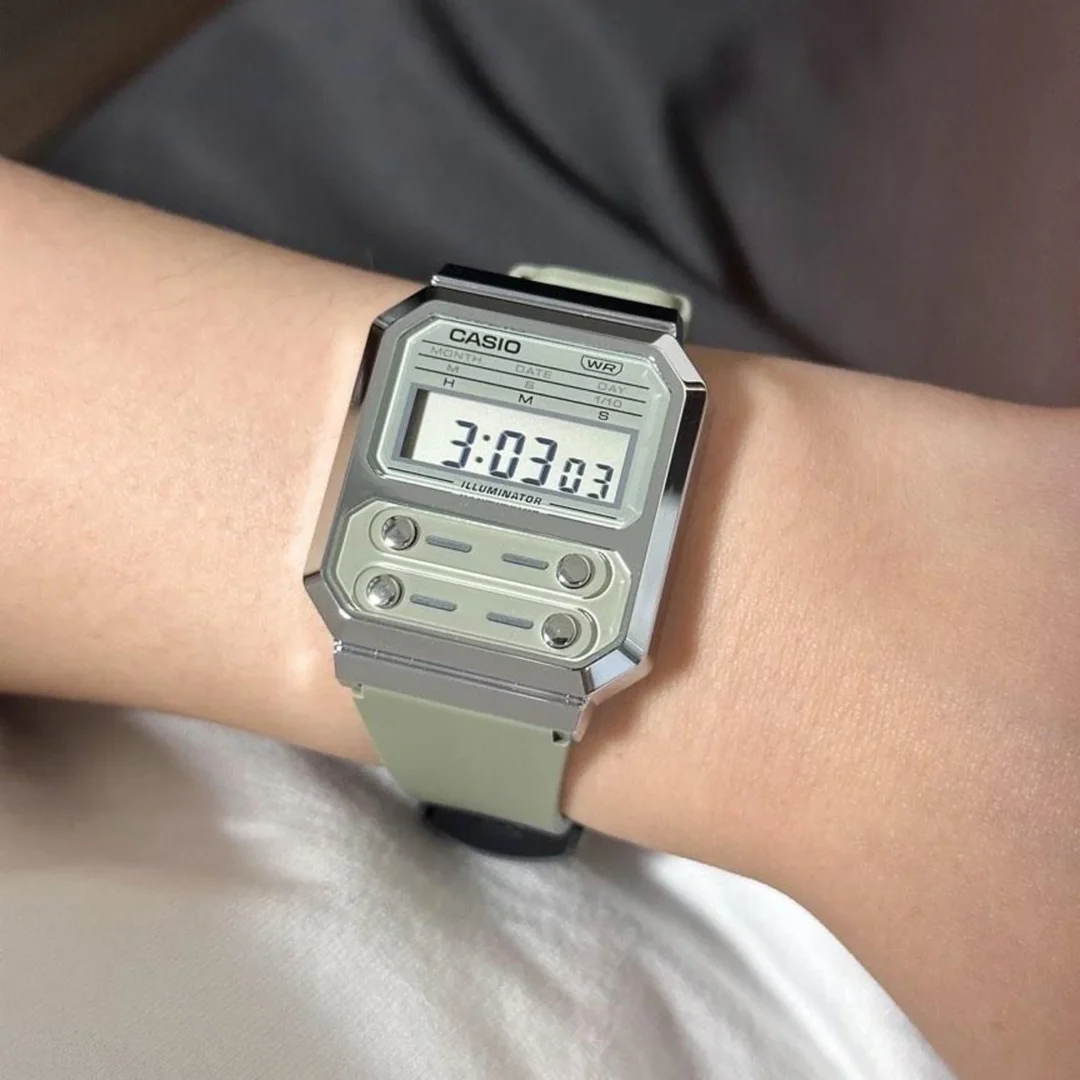 aiwatch_A100WEF-3ADF - Montre Homme Casio Vintage - A100WEF-3ADF - Bracelet en Résine gris - Résistant à l'eau