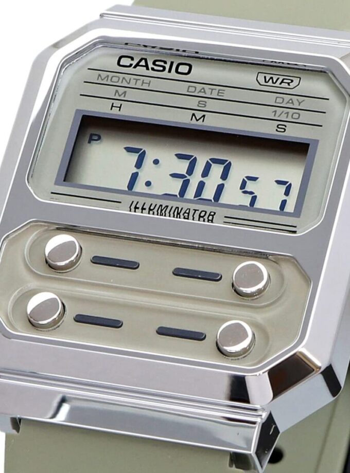 aiwatch_A100WEF-3ADF - Montre Homme Casio Vintage - A100WEF-3ADF - Bracelet en Résine gris - Résistant à l'eau