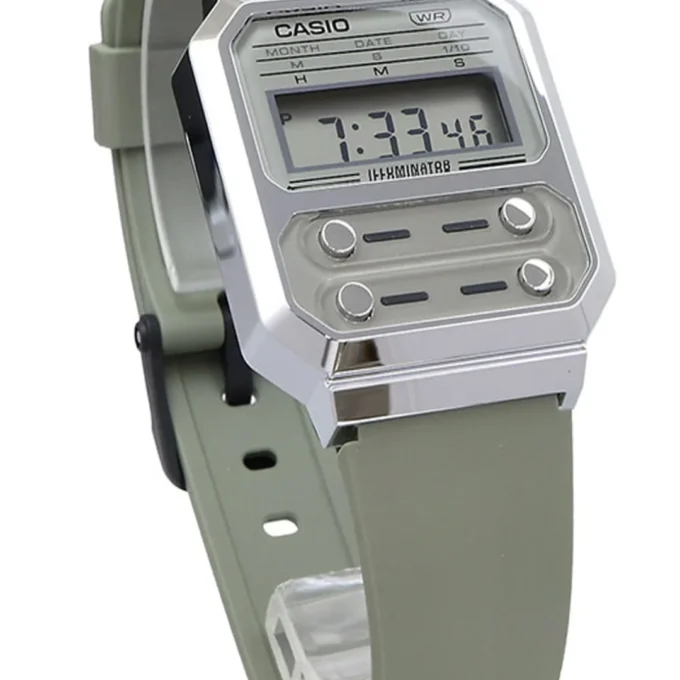 Montre Homme Casio Vintage - A100WEF-3ADF - Bracelet en Résine gris - Résistant à l'eau