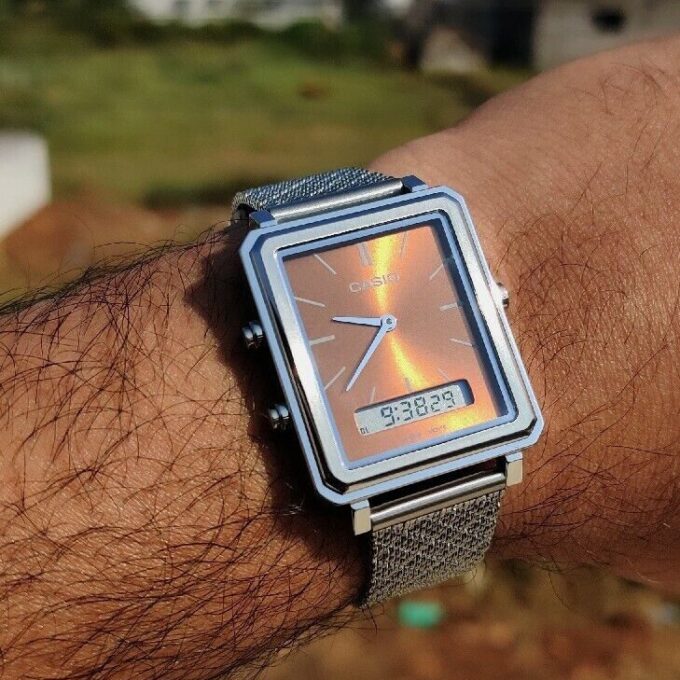 aiwatch_MTP-B205M-5EDF - Montre Homme Casio - MTP-B205M-5EDF - Affichage Analogique - Numérique - Bracelet en acier inoxydable - Résistant à l'eau