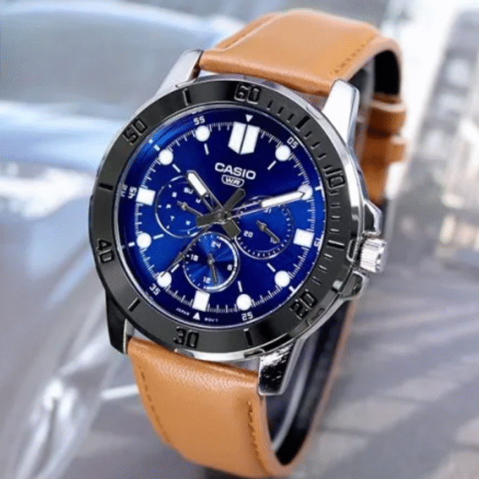 Montre Homme Casio - MTP-VD300L-2EUDF - Bracelet en cuir kaki - Résistant à l'eau