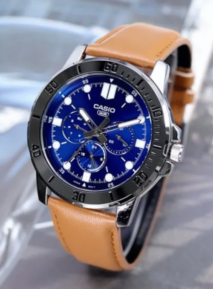 Montre Homme Casio - MTP-VD300L-2EUDF - Bracelet en cuir kaki - Résistant à l'eau