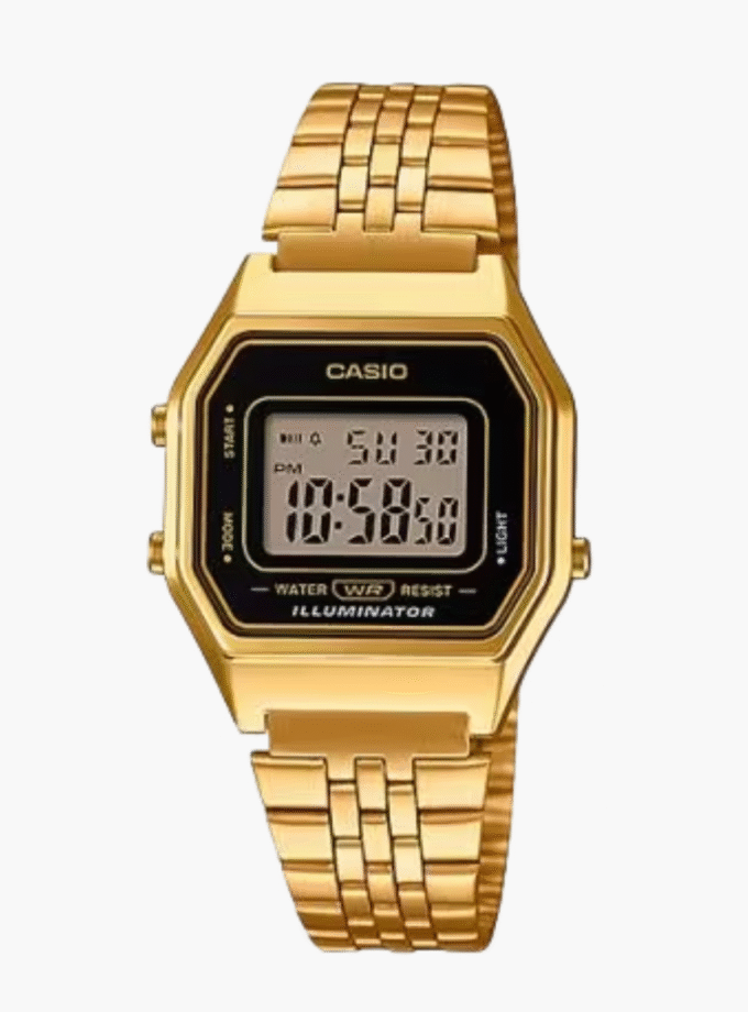 Montre Femme Casio Numérique - LA680WGA-1DF - Bracelet en acier inoxydable or - Résistance à l'eau