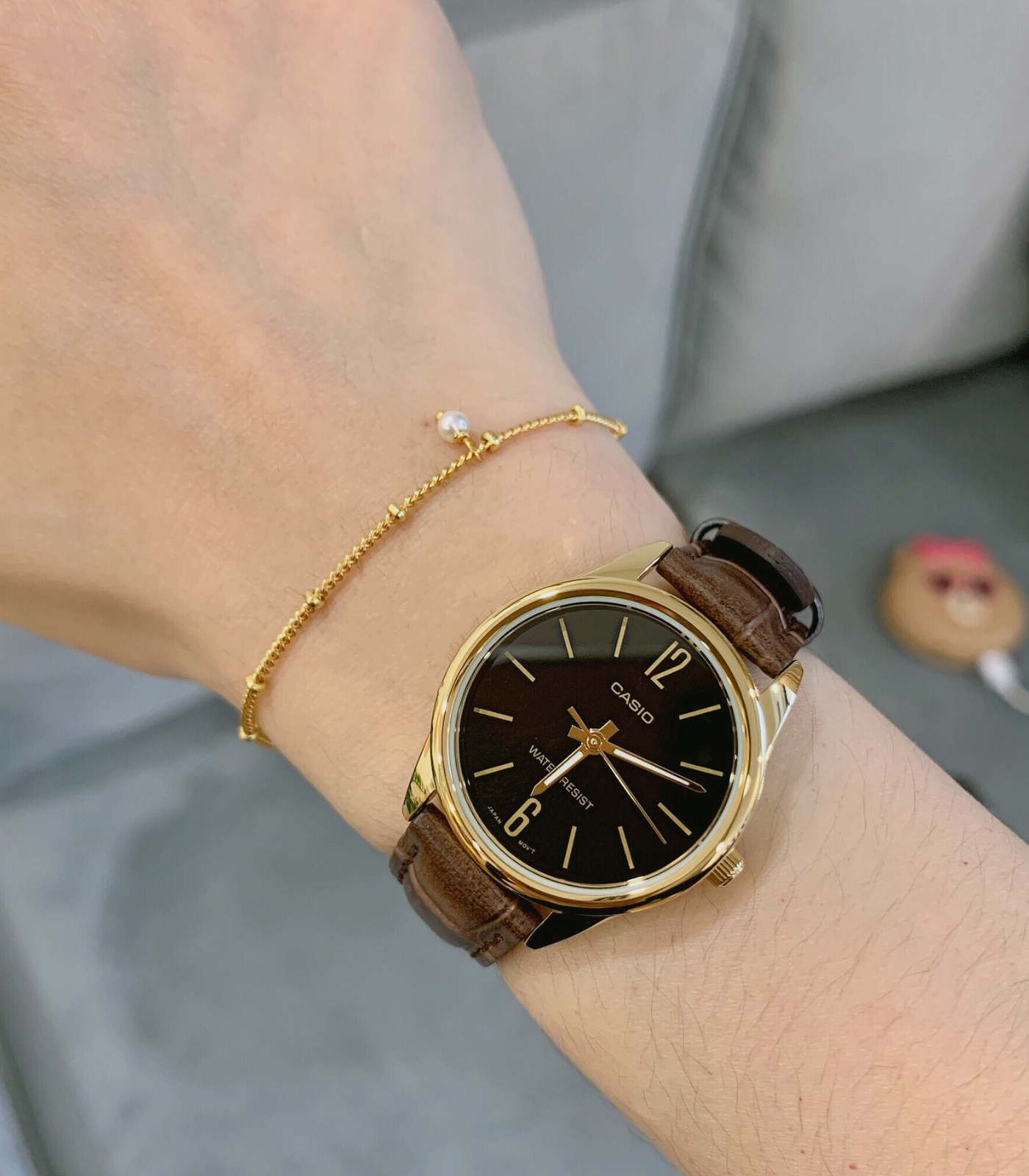 Montre Femme Casio - LTP-V005GL-1BUDF - Bracelet en cuir marron - Résistant à l'eau – Image 5