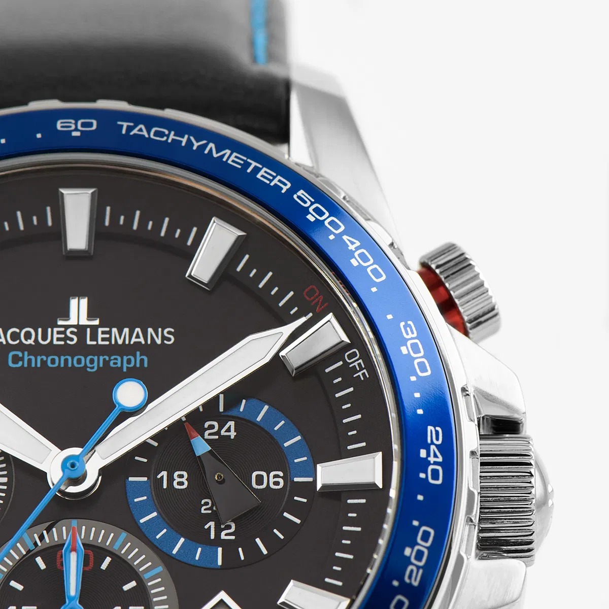 montre homme jacques lemans 1 2099b.1 chronographe bracelet en cuir véritable noir résistant à l'eau