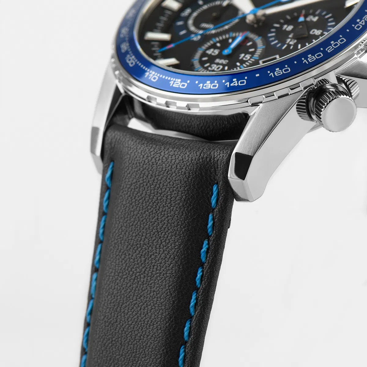 montre homme jacques lemans 1 2099b.1 chronographe bracelet en cuir véritable noir résistant à l'eau