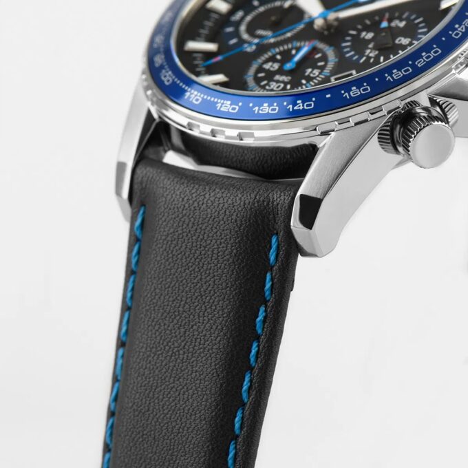 Montre Homme Jacques Lemans - 1-2099B.1 - Chronographe - Bracelet en cuir véritable noir - Résistant à l'eau