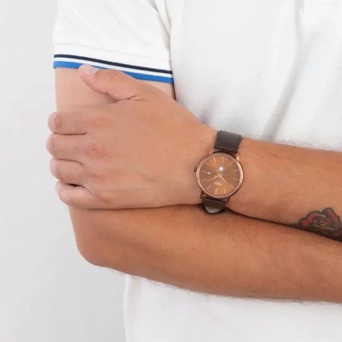 montre homme casio mtp b125rl 5avdf bracelet en résine marron affichage analogique résistant à l'eau