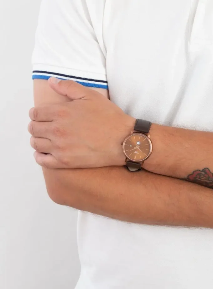 montre homme casio mtp b125rl 5avdf bracelet en résine marron affichage analogique résistant à l'eau