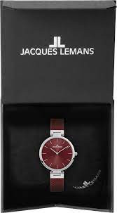 Montre Femme Jacques Lemans - 1-2110I - Bracelet en acier inoxydable rouge bordeaux - Résistant à l'eau
