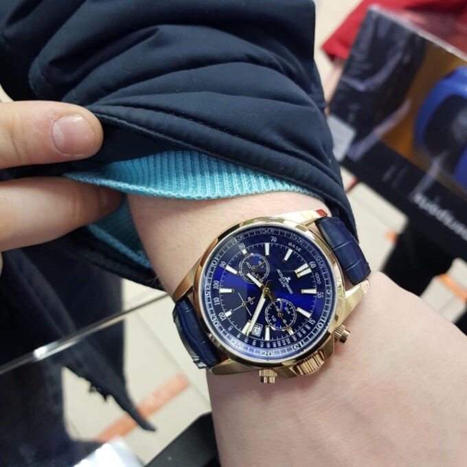 Montre Homme Jacques Lemans - 1-2117G - Bracelet en cuir bleu - Résistant à l'eau