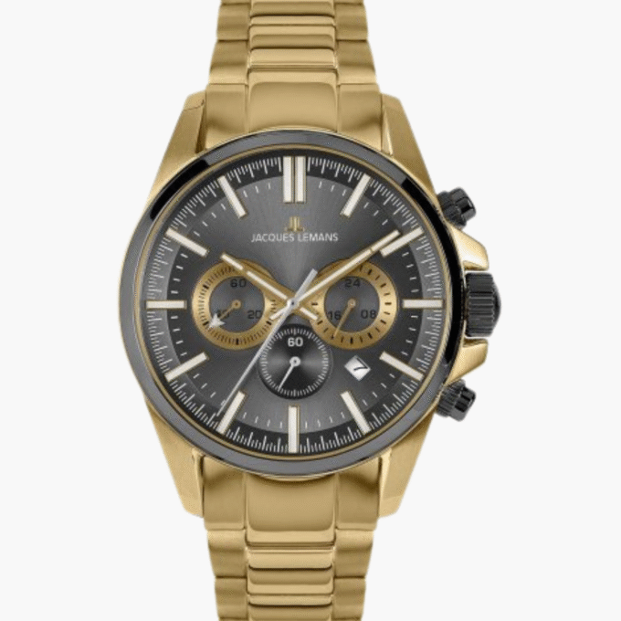 Montre Homme Jacques Lemans - 1-2119H - Bracelet en acier inoxydable or - Chronographe - Analogique - Résistant à l'eau