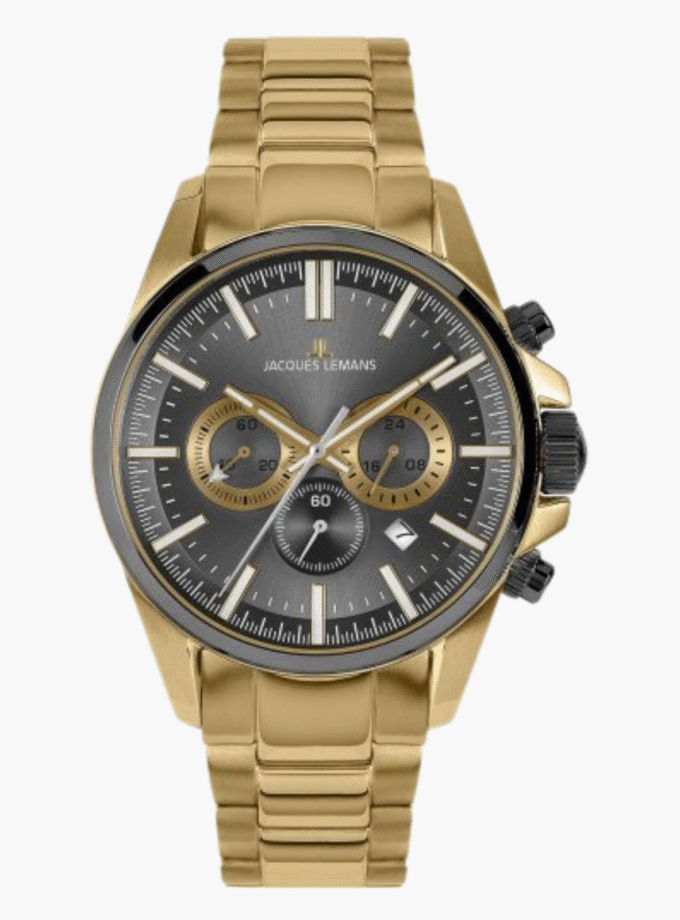 Montre Homme Jacques Lemans - 1-2119H - Bracelet en acier inoxydable or - Chronographe - Analogique - Résistant à l'eau