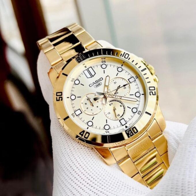 Montre Homme Casio - MTP-VD300G-9EUDF - Chronographe - Bracelet en acier inoxydable or - Résistant à l'eau