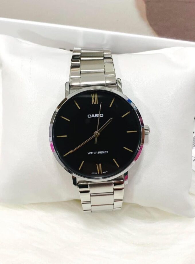 montre homme casio mtp vt01d 1budf bracelet en acier inoxydable résistant à l'eau