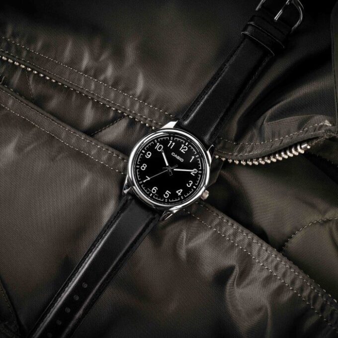 aiwatch_MTP-V005L-1B4UDF - Montre Homme Casio - MTP-V005L-1B4UDF - Bracelet en cuir noir - Affichage analogique - Résistant à l'eau