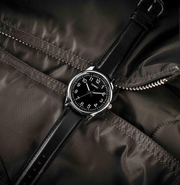 aiwatch_MTP-V005L-1B4UDF - Montre Homme Casio - MTP-V005L-1B4UDF - Bracelet en cuir noir - Affichage analogique - Résistant à l'eau