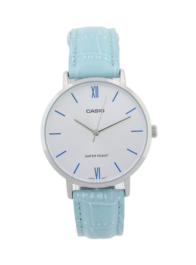 Montre Femme Casio - LTP-VT01L-7B3UDF - Bracelet en cuir bleu ciel - Affichage analogique - Résistant à l'eau