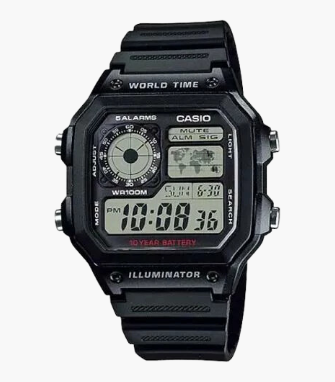 Montre Homme Casio - AE-1200WH-1AVDF - Bracelet en résine noir - Affichage numérique - Résistant à l'eau – Image 3