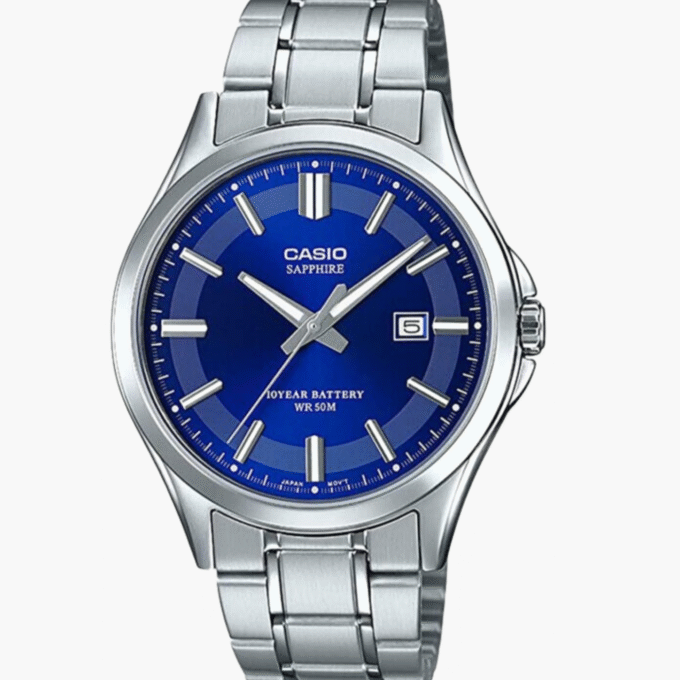 Montre Homme Casio - MTS-100D-2AVDF - Bracelet en acier inoxydable - Verre Sapphire - Résistant à l'eau