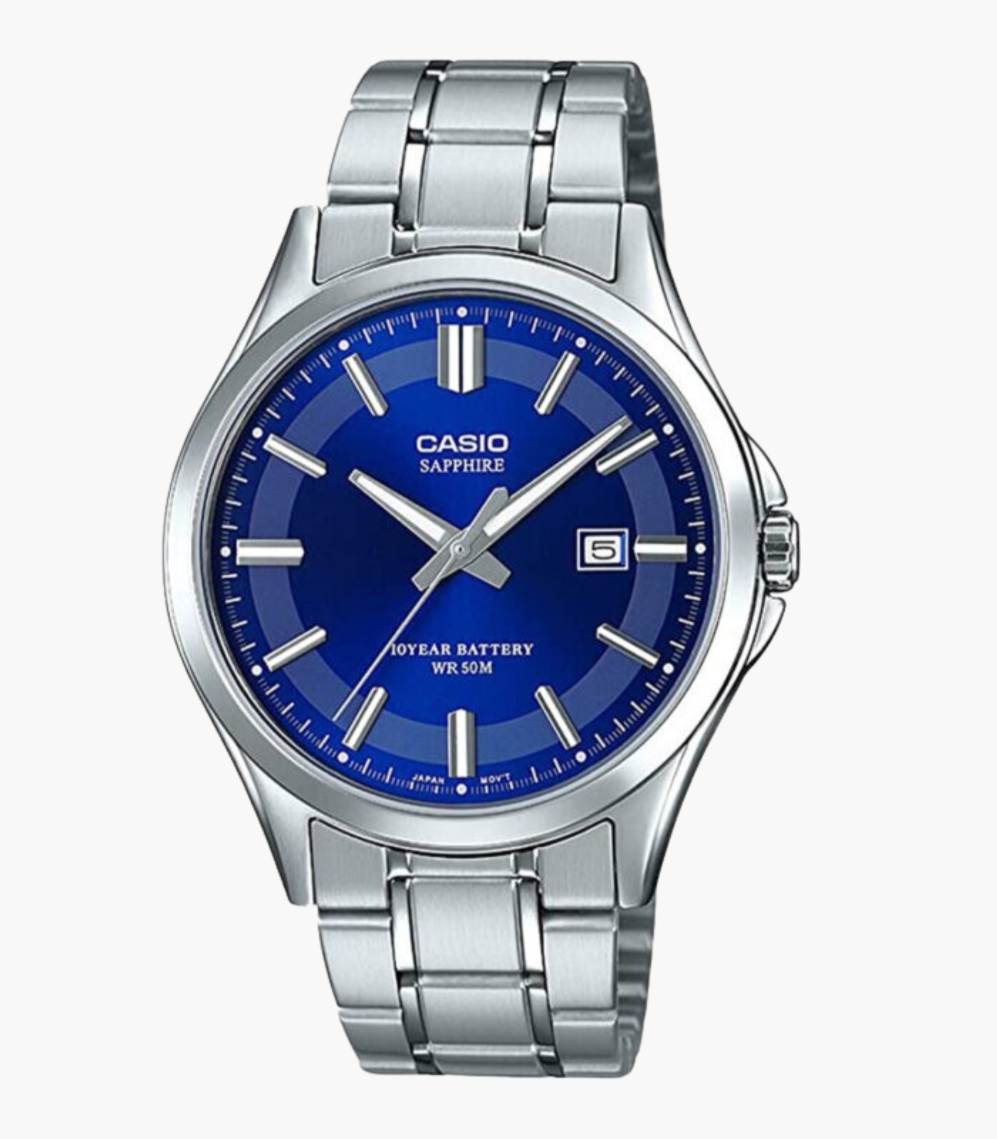 Montre Homme Casio - MTS-100D-2AVDF - Bracelet en acier inoxydable - Verre Sapphire - Résistant à l'eau