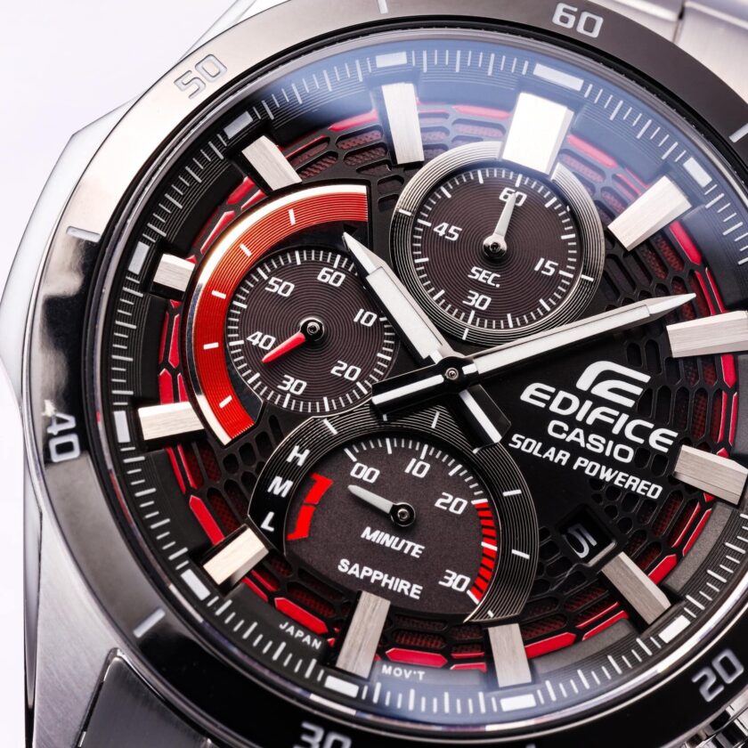 montre homme casio edifice efs s610db 1avudf solaire bracelet en acier inoxydable verre sapphire chronographe affichage analogique résistant à l'eau verre saphir