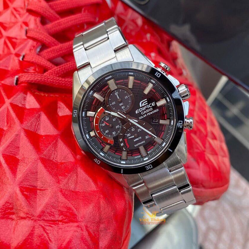 montre homme casio edifice efs s610db 1avudf solaire bracelet en acier inoxydable verre sapphire chronographe affichage analogique résistant à l'eau verre saphir