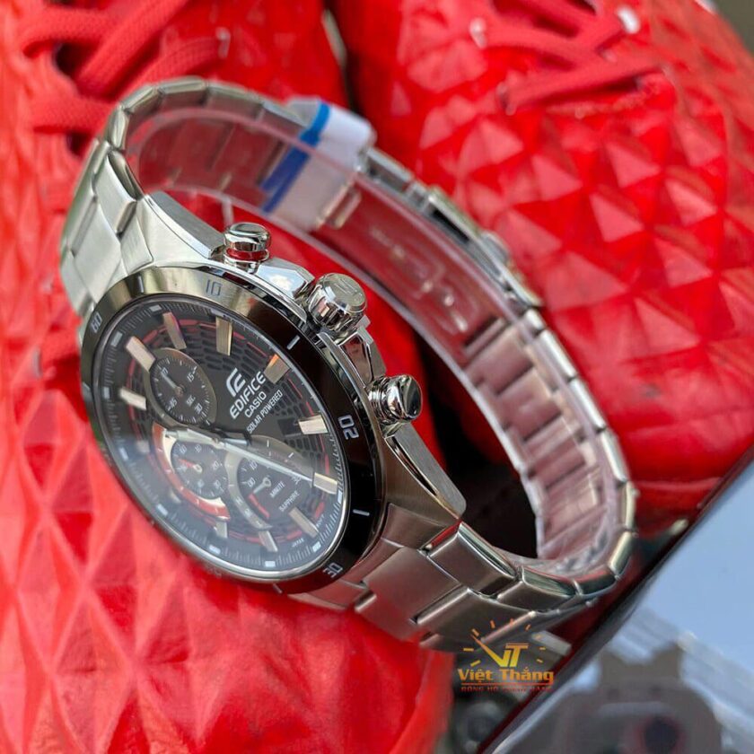 montre homme casio edifice efs s610db 1avudf solaire bracelet en acier inoxydable verre sapphire chronographe affichage analogique résistant à l'eau verre saphir