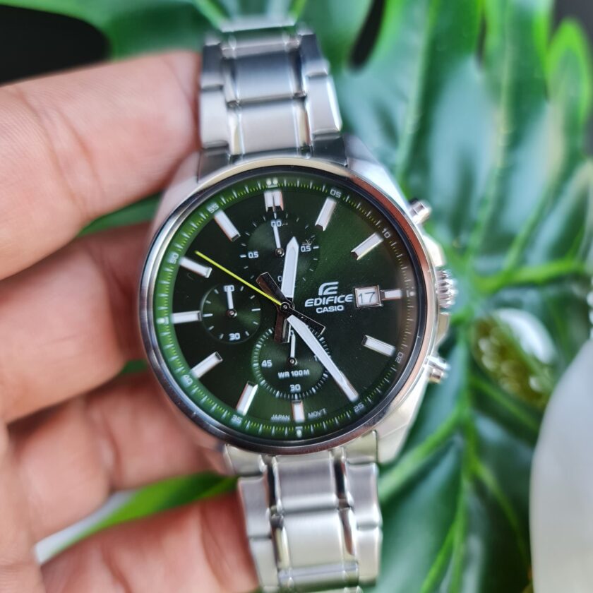 montre homme casio edifice efv 610d 3cvudf bracelet en acier inoxydable cadran vert affichage analogique résistant à l'eau