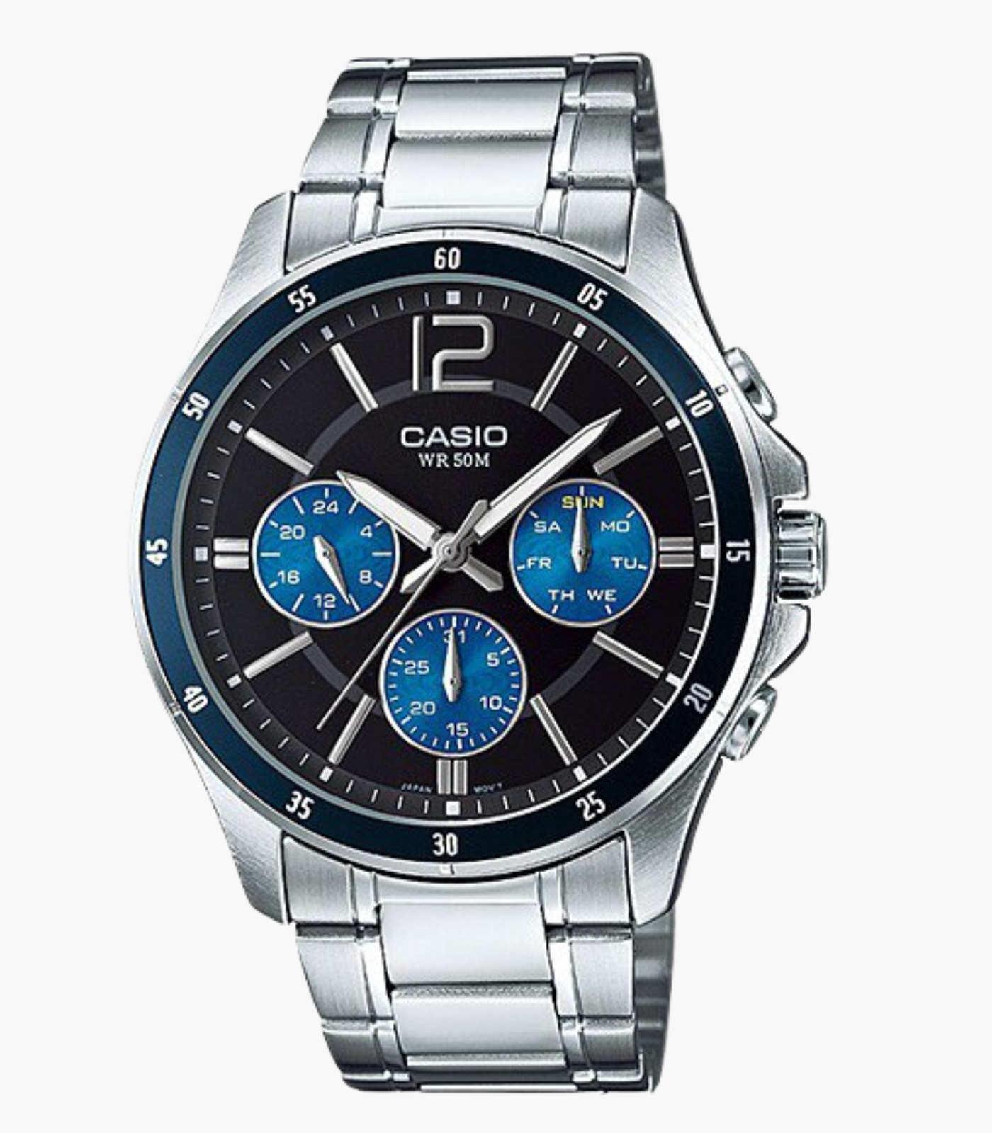 Montre Homme Casio - MTP-1374D-2AVDF - Bracelet en acier inoxydable - Affichage analogique - Résistant à l'eau