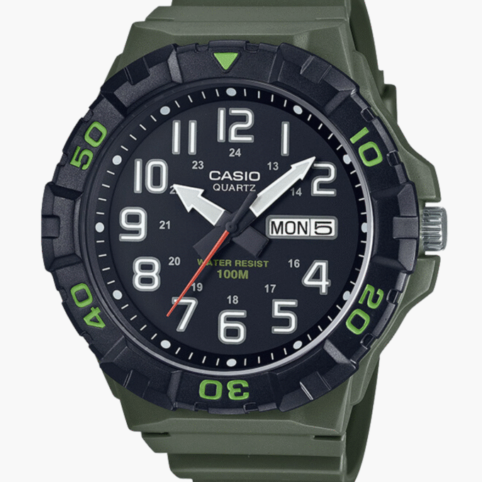 Montre Homme Casio - MRW-210H-3AVDF - Bracelet en résine vert - Affichage analogique - Résistant à l'eau