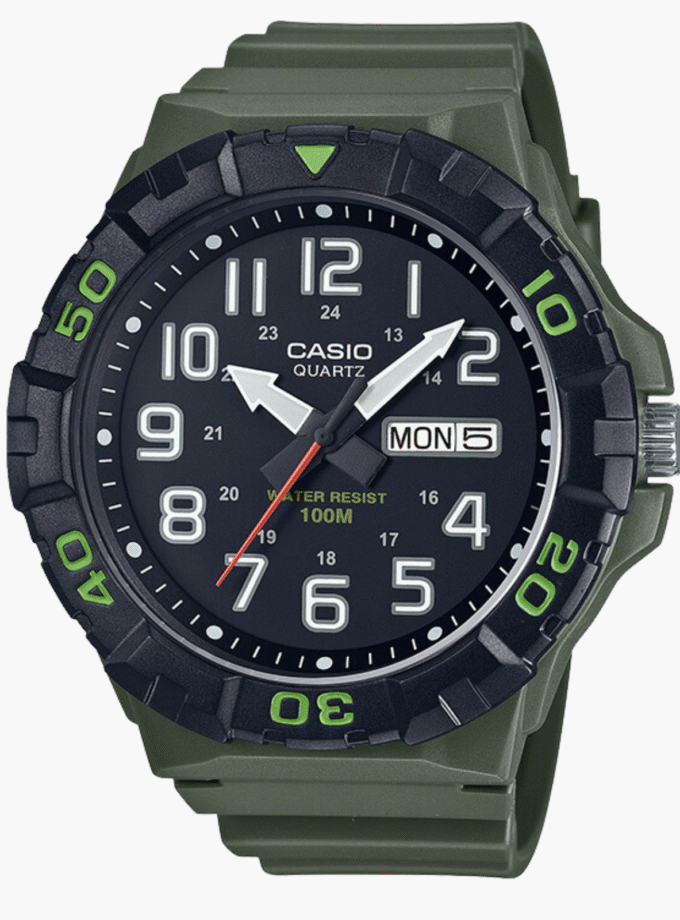 Montre Homme Casio - MRW-210H-3AVDF - Bracelet en résine vert - Affichage analogique - Résistant à l'eau