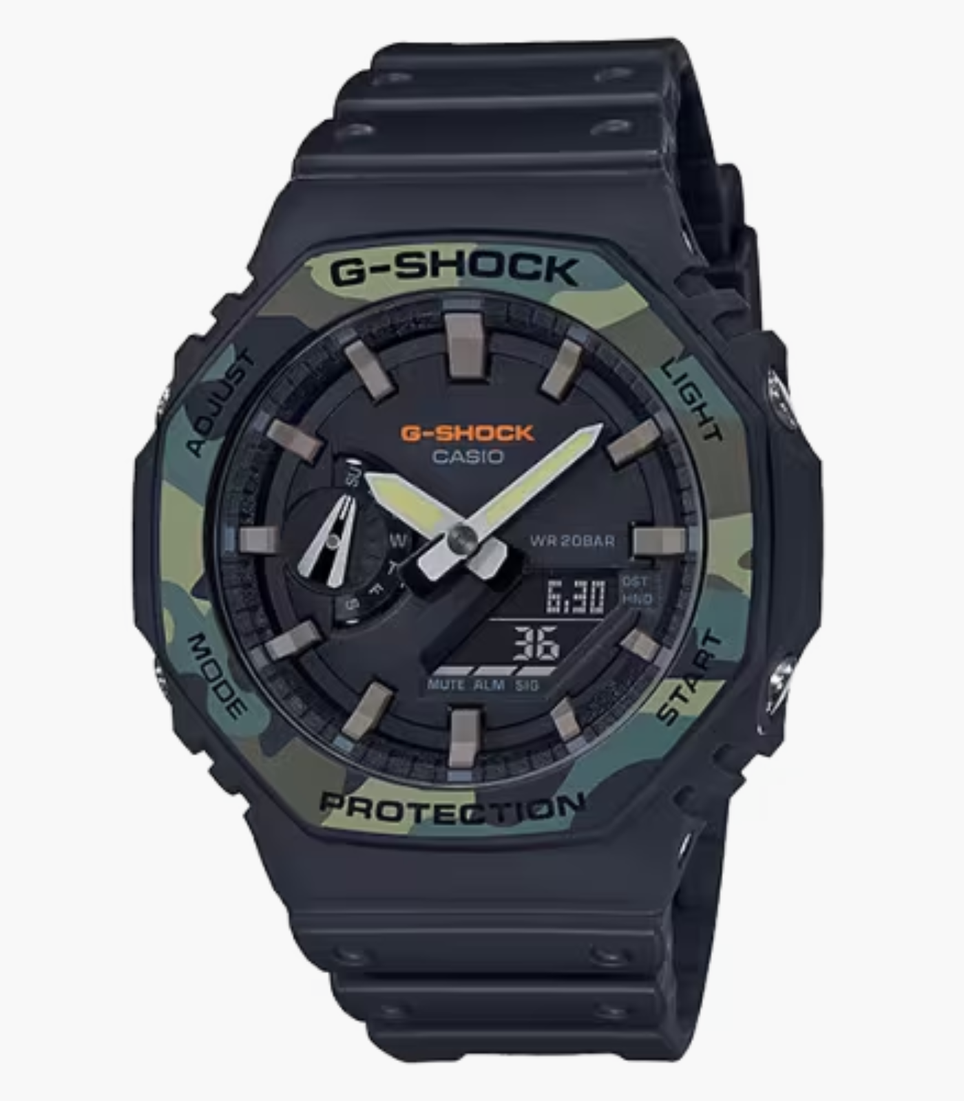 Montre Homme Casio G-Shock - GA-2100SU-1ADR - Bracelet en résine noir - Affichage analogique - Numérique - Résistant à l'eau
