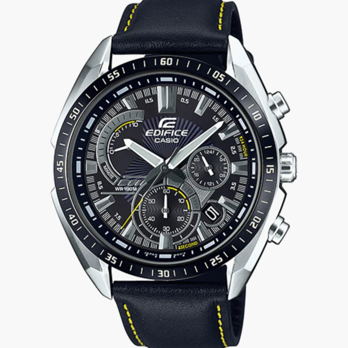 Montre Homme Casio Edifice - EFR-570BL-1AVUDF - Bracelet en cuir noir - Chronographe - Affichage analogique - Résistant à l'eau