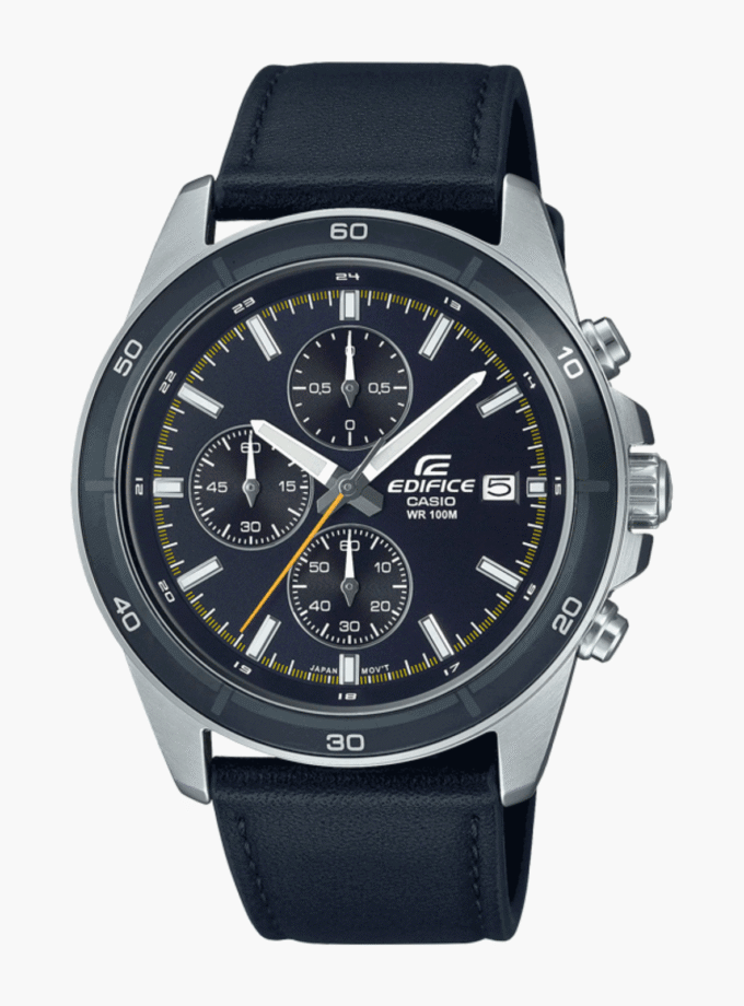 Montre Homme Casio Edifice - EFR-526L-2CVUDF - Bracelet en Cuir noir - Chronographe - Affichage analogique - Résistant à l'eau