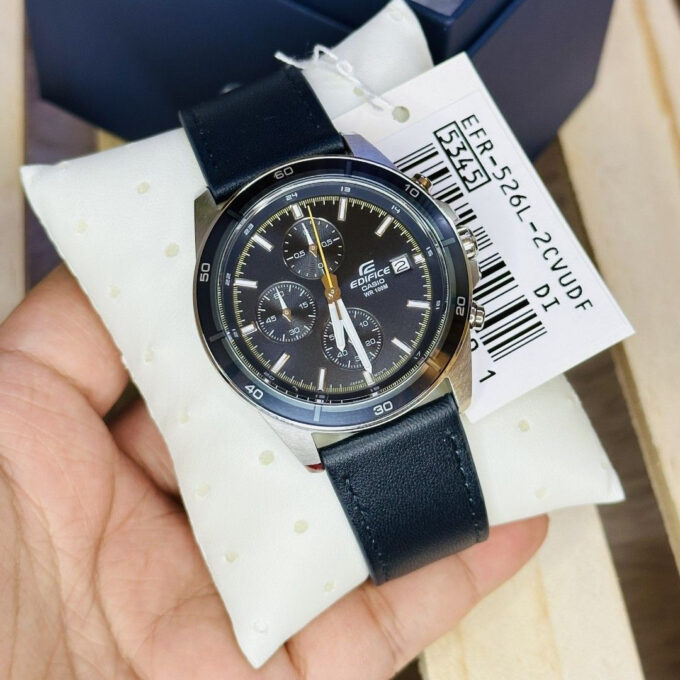 Montre Homme Casio Edifice - EFR-526L-2CVUDF - Bracelet en Cuir noir - Chronographe - Affichage analogique - Résistant à l'eau