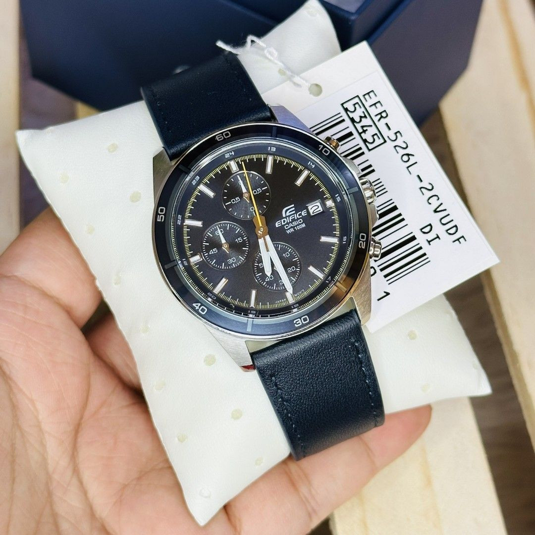 Montre Homme Casio Edifice - EFR-526L-2CVUDF - Bracelet en Cuir noir - Chronographe - Affichage analogique - Résistant à l'eau – Image 2