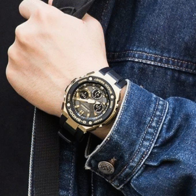 Montre Homme Casio G-Shock SOLAIRE- GST-S100G-1ADR - Bracelet en résine noir - Cadran Analogique - Numérique - Résistant à l'eau