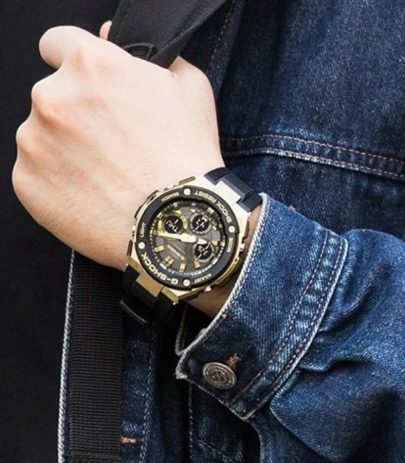 Montre Homme Casio G-Shock SOLAIRE- GST-S100G-1ADR - Bracelet en résine noir - Cadran Analogique - Numérique - Résistant à l'eau – Image 4