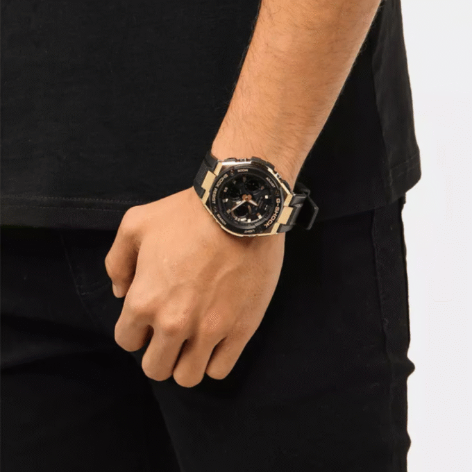 Montre Homme Casio G-Shock SOLAIRE- GST-S100G-1ADR - Bracelet en résine noir - Cadran Analogique - Numérique - Résistant à l'eau