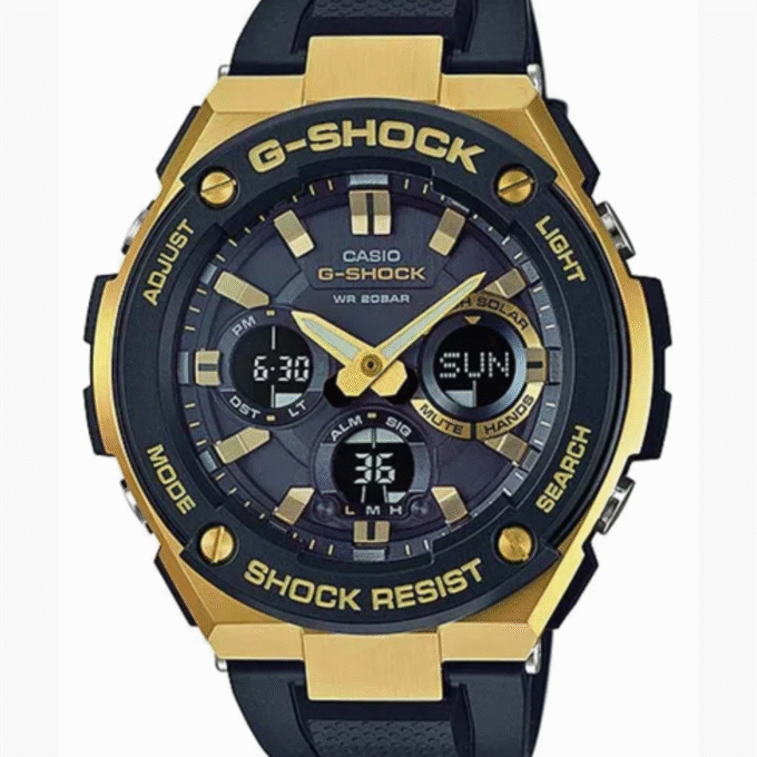 Montre Homme Casio G-Shock SOLAIRE- GST-S100G-1ADR - Bracelet en résine noir - Cadran Analogique - Numérique - Résistant à l'eau