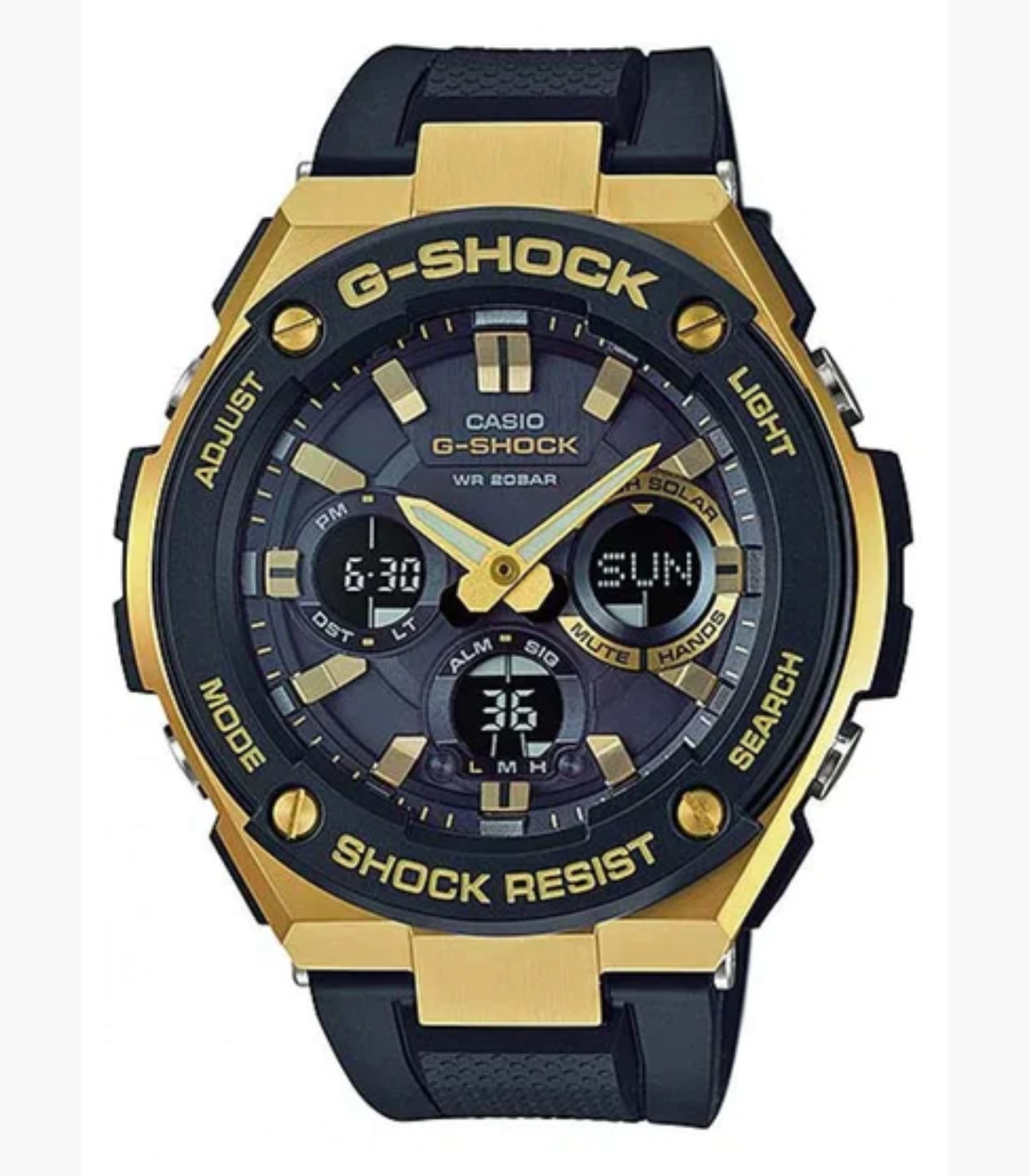 Montre Homme Casio G-Shock SOLAIRE- GST-S100G-1ADR - Bracelet en résine noir - Cadran Analogique - Numérique - Résistant à l'eau