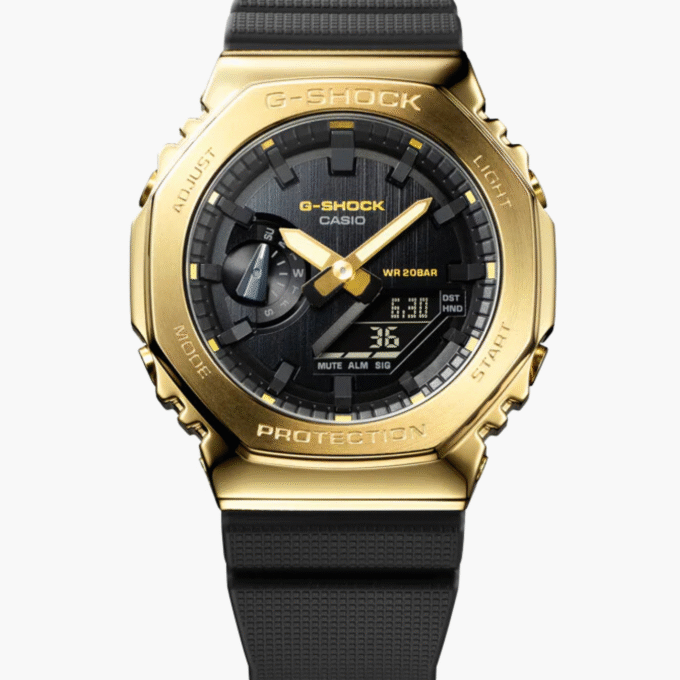 Montre Homme Casio G-Shock - GM-2100G-1A9DR - Bracelet en résine noir - Cadran Analogique - Numérique Doré - Résistant à l'eau