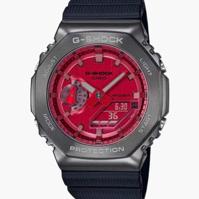 Montre Homme Casio G-shock - GM-2100B-4ADR - Bracelet en Résine noir - Cadran rouge Analogique - Numérique - Résistant à l'eau