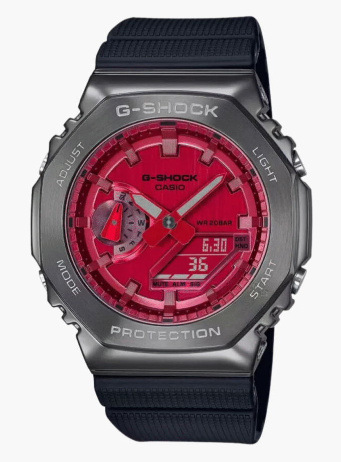 Montre Homme Casio G-shock - GM-2100B-4ADR - Bracelet en Résine noir - Cadran rouge Analogique - Numérique - Résistant à l'eau