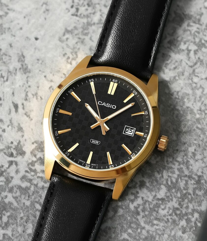 montre homme casio mtp vd03gl 1audf bracelet en cuir noir affichage analogique résistant à l'eau